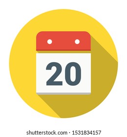Calendar Flat Icon With Yellow Background