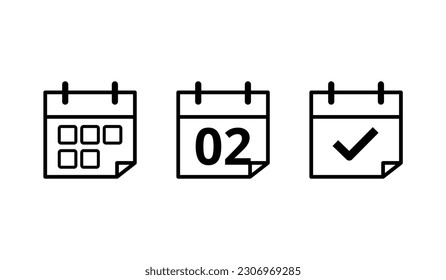 Calendar flat icons in different formats. Vector illustration of specific day calendar icon marked day 02.