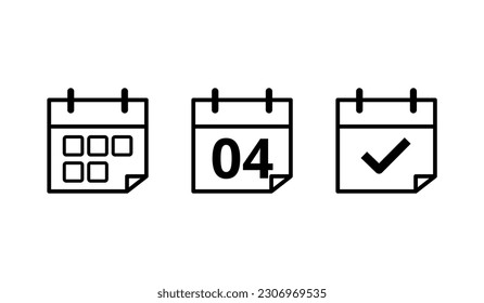 Kalender-Flachsymbole in verschiedenen Formaten. Vektorgrafik eines bestimmten Tagkalenders mit der Bezeichnung Tag 04.