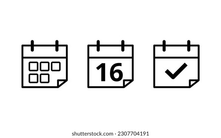 Calendar flat icons in different formats. Vector illustration of specific day calendar icon marked day 16.
