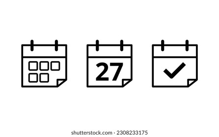 Calendar flat icons in different formats. Vector illustration of specific day calendar icon marked day 27.