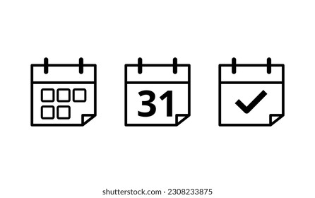 Calendar flat icons in different formats. Vector illustration of specific day calendar icon marked day 31.