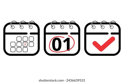 Calendar flat icons in different formats for websites, blogs and graphic resources. Vector illustration of calendar marking specific day 01.