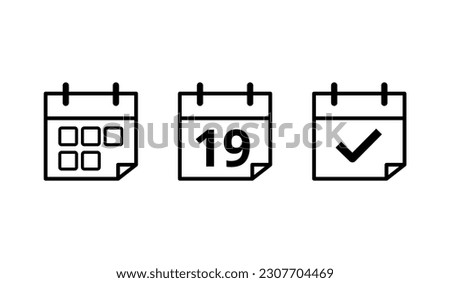 Calendar flat icons in different formats. Vector illustration of specific day calendar icon marked day 19.