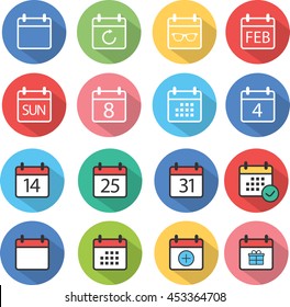 Calendar flat icons set