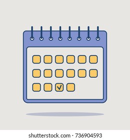Calendar flat line icon. Deadline colorful illustration