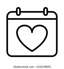 Calendar flat line icon. Outline sign for mobile concept and web design, store.