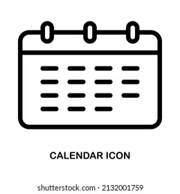 Calendar flat line icon. Outline sign for mobile concept and web design, store.