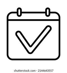 Calendar flat line icon. Outline sign for mobile concept and web design, store.
