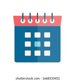 Calendar flat style icon design, Planner time event moth date day page plan and reminder theme Vector illustration