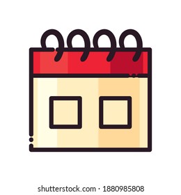 Calendar flat style icon design, Planner time event moth date and day theme Vector illustration