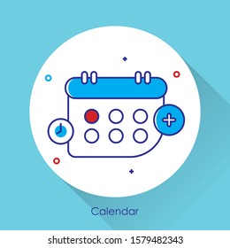 Calendar, Flat style with long shadows