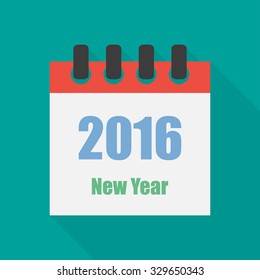 Calendar flat style New year icon with  long shadow