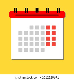 Calendar flat style on a yellow background
