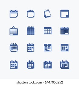 Calendar flat vector graphic icon set for app.