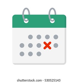 Calendar Flat Vector Icon. Appointment Cancellation.