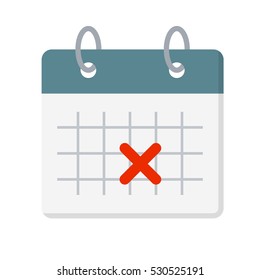 Calendar Flat Vector Icon. Appointment Cancellation.