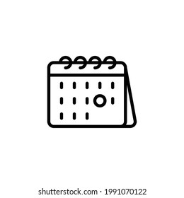 Calendar flat vector icon. Calendar line vector icon on white background. Flat line vector illustration