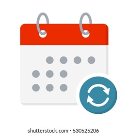 Calendar flat vector icon. Reload events.