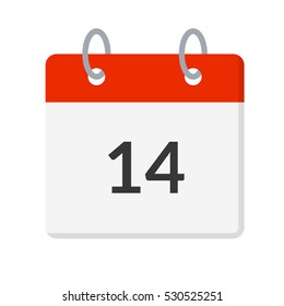 Calendar flat vector icon. Valentine day.