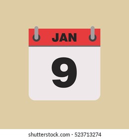 calendar flipping date day month January simple flat vector illustration application icon