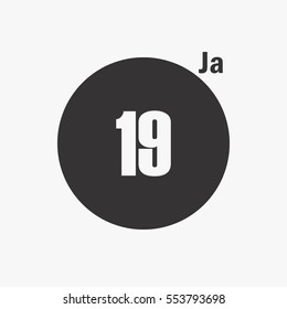 calendar flipping date number time day month January simple round concept flat vector illustration application app logo icon