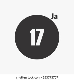 calendar flipping date number time day month January simple round concept flat vector illustration application app logo icon