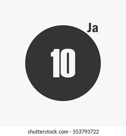 calendar flipping date number time day month January simple round concept flat vector illustration application app logo icon