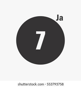 calendar flipping date number time day month January simple round concept flat vector illustration application app logo icon