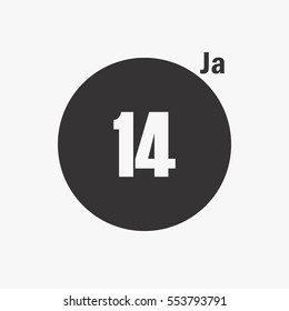 calendar flipping date number time day month January simple round concept flat vector illustration application app logo icon