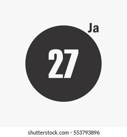 calendar flipping date number time day month January simple round concept flat vector illustration application app logo icon