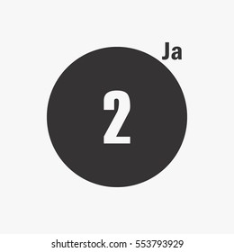 calendar flipping date number time day month January simple round concept flat vector illustration application app logo icon
