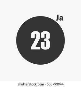 calendar flipping date number time day month January simple round concept flat vector illustration application app logo icon