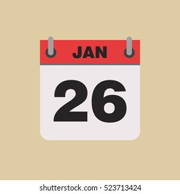 calendar flipping date time day month January simple flat vector illustration application app logo icon