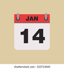 calendar flipping date time day month January simple flat vector illustration application app logo icon