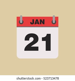 calendar flipping date time day month January simple flat vector illustration application app logo icon