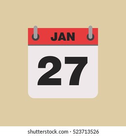 calendar flipping date time day month January simple flat vector illustration application app logo icon