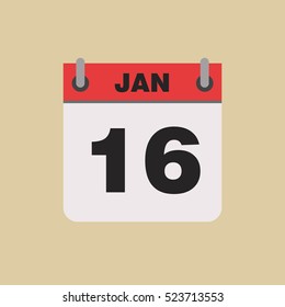 calendar flipping date time day month January simple flat vector illustration application app logo icon