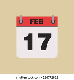 calendar flipping date time day month February simple flat vector illustration application app logo icon