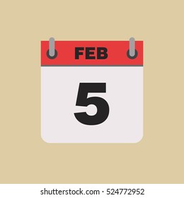 calendar flipping date time day month February simple flat vector illustration application app logo icon