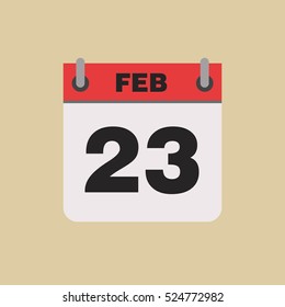 calendar flipping date time day month February simple flat vector illustration application app logo icon