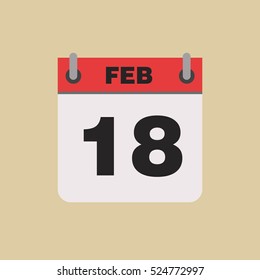 calendar flipping date time day month February simple flat vector illustration application app logo icon