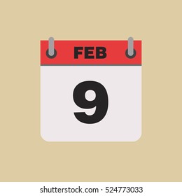 calendar flipping date time day month February simple flat vector illustration application app logo icon