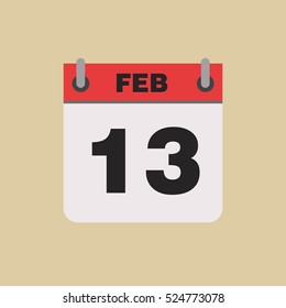 calendar flipping date time day month February simple flat vector illustration application app logo icon