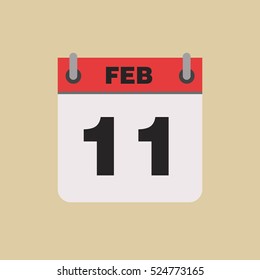 calendar flipping date time day month February simple flat vector illustration application app logo icon