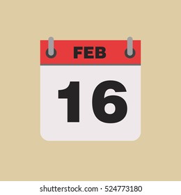 calendar flipping date time day month February simple flat vector illustration application app logo icon