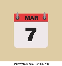calendar flipping date time day month March simple flat vector illustration application app logo icon