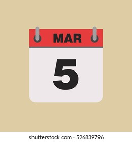 calendar flipping date time day month March simple flat vector illustration application app logo icon