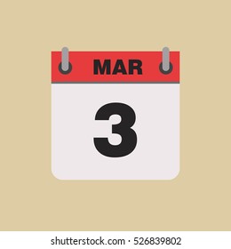 calendar flipping date time day month March simple flat vector illustration application app logo icon