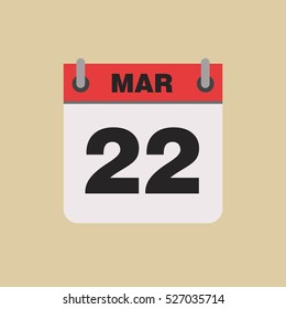 calendar flipping date time day month March simple flat vector illustration application app logo icon